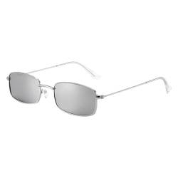 Kleine quadratische Sonnenbrille für Damen und Herren, Steampunk, Metallrahmen, Brille, Retro-Sonnenbrille, silberfarben, Einheitsgröße von Generisch