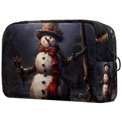 Kosmetiktasche mit Weihnachtsmotiv Schneemann, Retro, große Kapazität, Kosmetiktasche für Damen, wasserdicht, tragbar, Kulturbeutel, Make-up-Organizer von Generisch