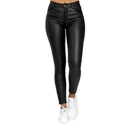 Kunstleder Hosen Damen Leder XXL Seamless Kunstleder Leggings Schwarz Große Größen Sexy Leder Leggings High Waist Matt Lederleggings Stretch Braun Kunstleder Hosen Lackhose XL Kunstlederhose von Generisch