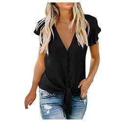 Lässiges Damen-Shirt, Oberteil, Oberteil vorne zum Binden, Strand, übergroße T-Shirts, Schwarz , X-Large von Generisch