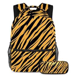 Machen Sie sich bereit für Abenteuer mit dem robusten 2-teiligen Schulranzen-Set Rucksack, orangefarbene Zebrastreifen, mehrfarbig, B：29.4x20x40cm P：19x7.5x3.8cm, Tagesrucksack von Generisch