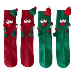 Magnetische Socken 2 Paare Weihnachtssocken Hand in Hand Socken, Magnet Socken 3D Puppe Paar Socken Unisex Lustige Socken Händchen Haltende Socken für Couple Geschenke von Generisch