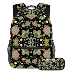 Mango-Muster Upgrade Your School Gear 2-teiliges Schulranzen-Set trendige Reisetasche für Jungen, Mädchen und Teenager, Mehrfarbig Nr. 06, B：29.4x20x40cm P：19x7.5x3.8cm, Tagesrucksäcke von Generisch
