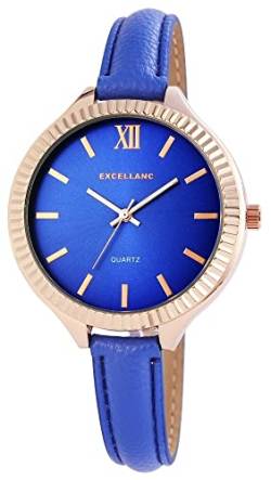 Mode Damen Armband Uhr Blau Roségold Analog Kunst Leder Quarz von Generisch