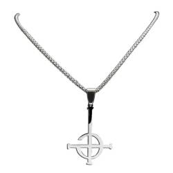 Mysteriöses Kreuz Ghost Destiny's Gate Schlüssel Anhänger Halskette Punk Cross Ghoul Kette Ghost Band Reverse Satan Necklace von Generisch