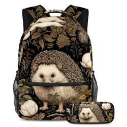 Niedlicher Igel bleibt stilvoll mit unserem 2-teiligen Kinder-Schultaschen-Set, Rucksack und Federmäppchen, Mehrfarbig Nr. 06, B：29.4x20x40cm P：19x7.5x3.8cm, Tagesrucksäcke von Generisch