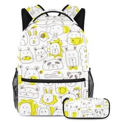 Niedlicher Pinguin-Schulranzen-Set für Schüler, 2-teiliges Schultaschen-Set mit Reisetasche, Mehrfarbig Nr. 07, B：29.4x20x40cm P：19x7.5x3.8cm, Tagesrucksäcke von Generisch