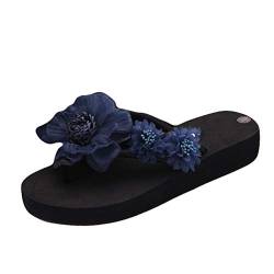 Ogg Schuhe Damen Flop Slip-on Toe Frauen Mode Offene Farbe Pantoffel Flip-Schuhe Wedges Damen Pantoffel Schuhe Damen Mokassin Rot Blau (Navy, 38) von Generisch