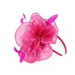 Organza-Fascinator für Damen, Feder-Blumen-Hut, Kopfschmuck, Pillendose, Hut für Hochzeit, Teeparty, Headwewar-Clips von Generisch