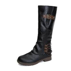 Overknees Stiefel Damen, XXL Leder Schwarz Stiefel Weiß Winter Overknees Stiefel Braun mit Absatz Overknee Boots mit Seitlichem Reißverschluss Rot Overknee Stiefel Herbst Knee High Boots Gr.35-42 von Generisch