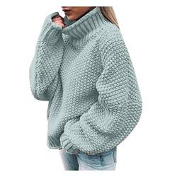 Oversize Pullover Damen Strick Sexy Damenpullover Rollkragenpullover Rollkragen Grobstrick Elegant Baumwolle Winterpullover Strickpullover Warm Herbst Mode Grobmaschig Retro Wollpullover Winter Pulli von Generisch