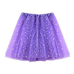 Pailletten Rock Tüllrock Damen Tutu Rock 50Er Rockabilly Petticoat Für Karneval Partykleid Karnevalskostüme Tutu Unterrock Tanzrock Ballettrock Cosplay Festliche Minirock Tüllrock Light Lila von Generisch