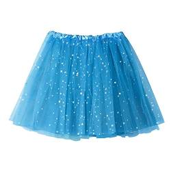 Pailletten Rock Tüllrock Damen Tutu Rock 50Er Rockabilly Petticoat Für Karneval Partykleid Karnevalskostüme Tutu Unterrock Tanzrock Ballettrock Cosplay Festliche Minirock Tüllrock Sky Blau von Generisch