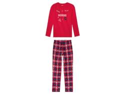 Pepperts Mädchen Pyjama - Lange Schlafhose + Langarm Oberteil - 100% Baumwolle (DE/NL/SE/PL, Numerisch, 134, 140, Regular, Rot) von Generisch