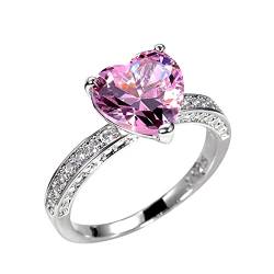 Personalisierte Damenringe für Mädchen, Geburtstagsgeschenk, Herz, Diamantring, eleganter Strassring für Frauen, modischer Vollzirkon, Kupferringe für Frauen, Größe 6 10, Vintage-Ring, 34, Kupfer, von Generisch