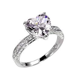 Personalisierte Damenringe für Mädchen, Geburtstagsgeschenk, Herz, Diamantring, eleganter Strassring für Frauen, modischer Vollzirkon, Kupferringe für Frauen, Größe 6 10, Vintage-Ring, 34, Kupfer, von Generisch