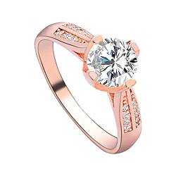 Personalisierte Ringe für Damen, Mädchen, Geburtstagsgeschenk, Hochzeit, Blume, Goldschmuck, Rosé für Frauen, Gold-Accessoires, Ring, Kristall, Verlobungsringe, wilde Ringe, 34, Polyester, Kein von Generisch