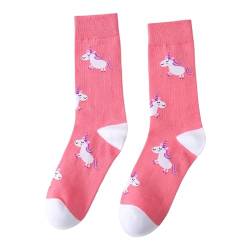 Pinke Socken mit Einhorn Motiv | Lustige Verrückte Socken für Männer und Frauen | Geschenksocken Unisex Einheitsgröße 36-43 von Generisch