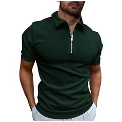 Polo Shirt Kurzarm Reißverschluss Kragen Sommer Trocknende Slim Fit T-Shirt Herren Einfarbig Kurzarmhemd Herren Schnelltrocknend Herren Poloshirt Kurzarm Slim Fit Stehkragen Shirt von Generisch