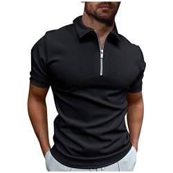 Polo Shirt Kurzarm V-Ausschnitt Sommer Trocknende Herren T-Shirt Basic Arbeits T-Shirt Herren Beiläufig Herren Poloshirt Kurzarm Basic Poloshirt Schwarz Herren Einfarbig T-Shirt von Generisch