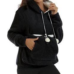 Pullover Damen Mit Katzen Hund Tasche Dog Pouch Herbst Große Größen Langarm Kapuzenpullover Kapuze Übergröße Hunde Winter Katzenpulli Hoodie Mit Hundetasche Katze Sweatshirt Kapuzenpullover von Generisch