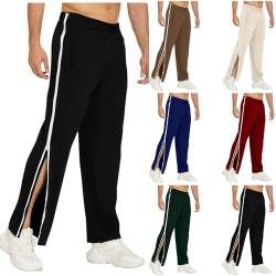 Reha Hose Damen Herren Seitlich Zu Öffnen Baggy Trainingshose mit Seitlichem und Reißverschluss Am Bein Weites Bein Schnellfickerhose Druckknöpfen Sporthose Freizeithose Breite Jogginghose Lässig von Generisch