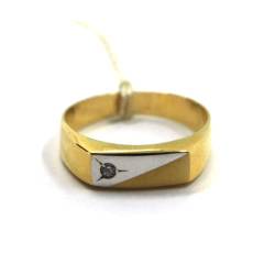 Ring aus Gelb- und Weißgold, 18 Karat, 750, für Herren, mit zentralem Rechteck, Stärke 6 mm, hergestellt in Italien., Gold, Kein Edelstein von Generisch
