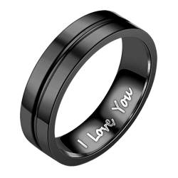 Ringe Frauen Ich liebe dich Edelstahl schwarz sandgestrahlt Ringe Ehering Ringe für Frauen Ringe für Männer mattierte Ringe Geometrie Ringe Größe 5 13 Schwing Ringe von Generisch