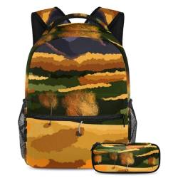 Rucksack mit geometrischem Muster, großes Fassungsvermögen, Schultaschen-Set für Jungen, Mädchen, Teenager, Reisetasche, Büchertasche für Schüler, Mehrfarbig Nr. 03, B：29.4x20x40cm P：19x7.5x3.8cm, von Generisch