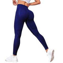 Schlanke, ultraweiche Damen-Leggings, nahtlos, Bauchkontrolle, einfarbig, weich, hohe Taille, Yogahose, Oberbekleidung, Kompressionsstrumpfhose, Po-Lifting, gemustert, BU1, L von Generisch