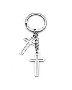 Schlüsselanhänger Kreuz Kruzifix aus Edelstahl Jesus Kirche von Generisch