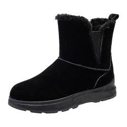 Schneestiefel Damen Wasserdicht Gefüttert Elegant Plattform 39 Winterboots Schneeschuhe Sport Hoch Kurzschaft Schwarz Winterstiefel Schlupfstiefel Flach Warme Weite H Outdoor Winterschuhe von Generisch