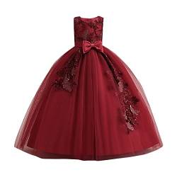 Schuhschmuck Kette Neues Kinderkleid Prinzessinnenkleid Große Kinderpailletten und gemahlenes langes Kleid Piano Performance Dress Mädchen Tennis (Red, 16-17 Years) von Generisch