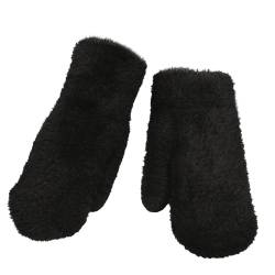 Schwarze Handschuhe Kostüm -Fäustlinge für Damen, japanische und südkoreanische Winter-Fäustlinge mit Fleece-verdickten, einfarbigen Fäustlingen Festliche Für Damen (Black, One Size) von Generisch