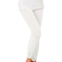 Schwarze Hosen Damen Winter-Stretch-Plissee-Leggings, Enge, elastische Damen-Bottom-Hose Bauchtanz Damen (White, XL) von Generisch