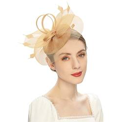 Schweißtuch Tea Party Fascinator Kentuckys Derbys Hut Fascinator Pillbox Hut Stirnband für Cocktail Stirnbänder Sport Kinder Stirnbänder Sport Damen Winter (Gold, One Size) von Generisch