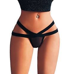 Sexy Höschen mit Offenem Schritt Pantys Höschen Spitze String Tanga Lace Lingerie Reizwäsche Unterhose Thong Atmungsaktiv Sexy Dessous Tanga G String Spitze Slip Ouvertslip Dessous (Black-1, S) von Generisch