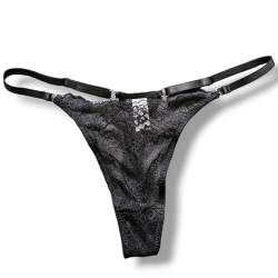 Sexy String | Tanga schwarz | Stringtanga mit Spitze | Frauen Unterwäsche | Damen Tangas | Damen-Unterhosen | Women Underwear | erotische Reizwäsche (DE/NL/SE/PL, Alphanumerisch, S, Regular, Regular) von Generisch