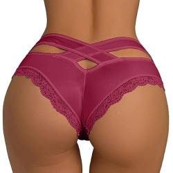 Sexy Unterwäsche Für Frau Reizwäsche+hochwertig Damen Slips Damen Baumwolle Ouvert Slip Damen Unterwäsche Set Damen Unterhosen Hohe Taille Slips Damenunterwäsche Transparent Tanga (A4-Hot Pink, L) von Generisch