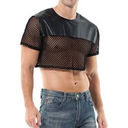 Sexy Unterwäsche Für Mann Latex Stretch Hemd Tops Leder Oberteil Reizwäsche Für Sex Latex T-Shirt Herren Reine Farbe Interesse Shirts Wetlook Unterhemd Slim Fit Tank Top Dessous Erotisch von Generisch