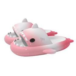 Shark Slides for Women Men, Summer Cute Cartoon Shark Slippers, EVA Non-Slip Open Toe Cloud Soft Slipper (Pink White Red, Erwachsene, Damen, 46, Numerisch (von/bis), EU Schuhgrößensystem, 47, M) von Generisch
