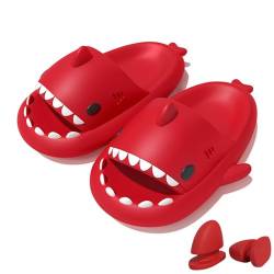 Sharklas Shark Slippers, Soft Comfortable Non-slip Shark Slippers For Beach, Women's Men's Summer Cloud Slipper (Red, Erwachsene, Damen, 42, Numerisch (von/bis), EU Schuhgrößensystem, 43, M) von Generisch