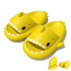 Sharklas Shark Slippers, Soft Comfortable Non-slip Shark Slippers For Beach, Women's Men's Summer Cloud Slipper (Yellow, Erwachsene, Damen, 36, Numerisch (von/bis), EU Schuhgrößensystem, 37, M) von Generisch