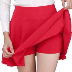 Skirt with Shorts - Korean Fashion Mini Rock Mini Skirt Plisseerock Damen Pole Dance Outfit Party Outfit Damen Plissee Rock Jeansrock Klamotten Teenager Mädchen Rock Wickelrock A von Generisch