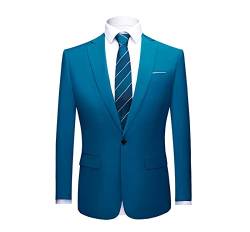 Slim Fit Herren Blazer mit Einem Knopf Lässige Business Anzugjacke mit Fallendem Revers Leichter Täglicher Sport Mantel Smoking (XXL,Blau 2) von Generisch