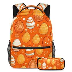 Smart Choice für Schüler, 2-teiliges Kinder-Schulranzen-Set mit Reisetasche, Ostereier, Orange, mehrfarbig, B：29.4x20x40cm P：19x7.5x3.8cm, Tagesrucksäcke von Generisch