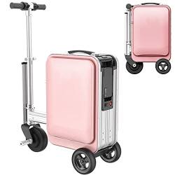 Smart Luggage – fahrbarer Boarding-Koffer, motorisierter Koffer mit USB-Schloss, Reiseladegerät und großer Kapazität, perfekt für Erwachsene, Handgepäck-Elektroroller – 360-Grad-Drehung, rose von Generisch