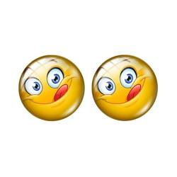 Smiley-Ohrstecker mit Emoji-Motiv, 1.2cm x 1.2cm, Edelstahl von Generisch