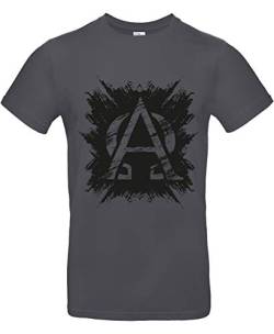 Smilo & Bron Herren T-Shirt mit Motiv Alpha und Omega auf Schwarz Bedruckt Grau Dark Grey S von Generisch