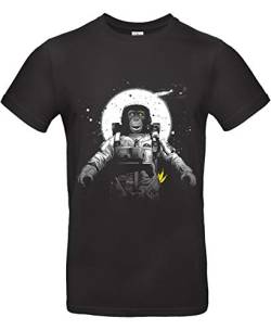 Smilo & Bron Herren T-Shirt mit Motiv Astronaut Monkey Bedruckt Schwarz Black L von Generisch